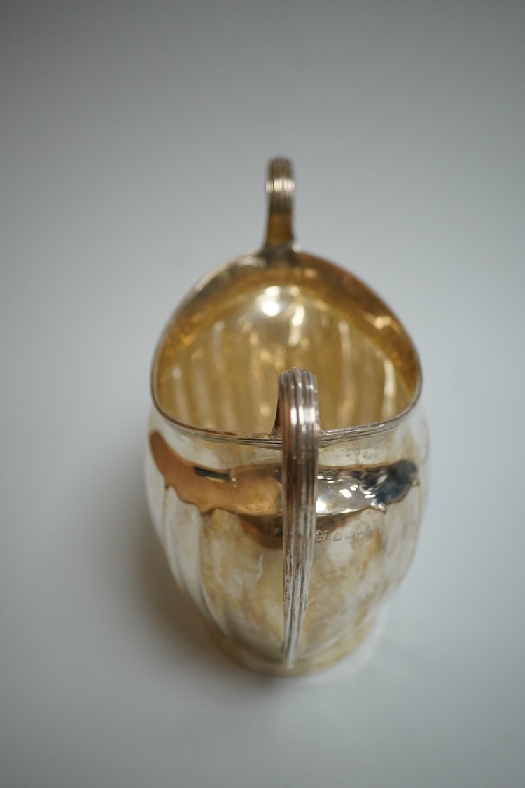 A George V silver three piece oval tea set, by S. Blanckensee & Son, Birmingham, 1918/19, gross weight 31oz.